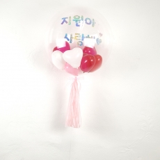 헬륨 버블버블 커스텀벌룬세트Q(러브하트버블+홀로그램실버레터링+Q60cm)